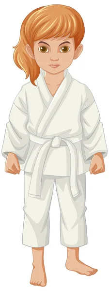 Kreskówkowy Bohater Blondynki Kucykiem Stroju Sportowym Judo — Wektor stockowy