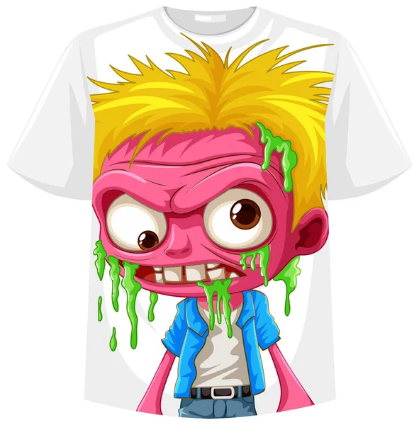 Een Vector Cartoon Illustratie Van Een Zombie Karakter Een Shirt — Stockvector