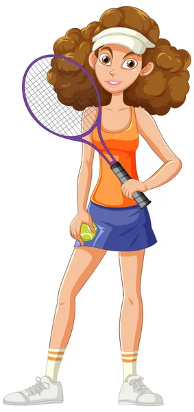 Kvinnlig Tennisspelare Med Racket Illustration — Stock vektor