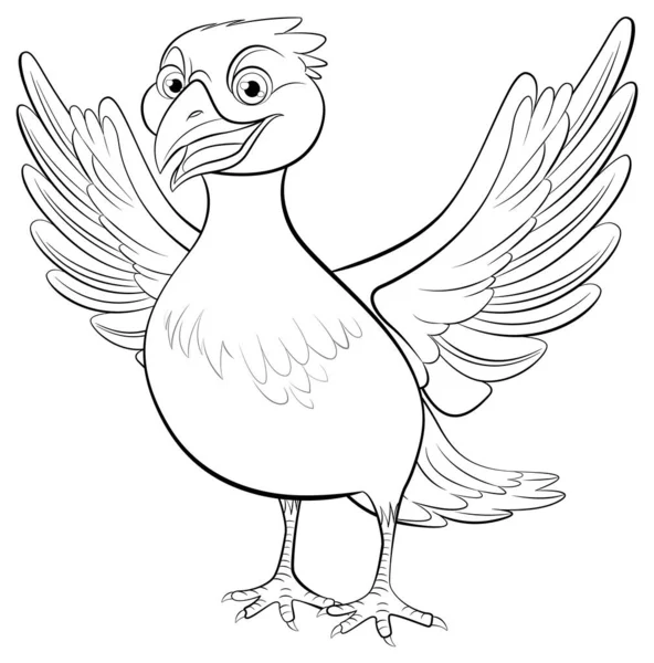 Εικονογράφηση Κινουμένων Σχεδίων Ενός Πουλιού Που Στέκεται Φτερά Του Ανοιχτά — Διανυσματικό Αρχείο