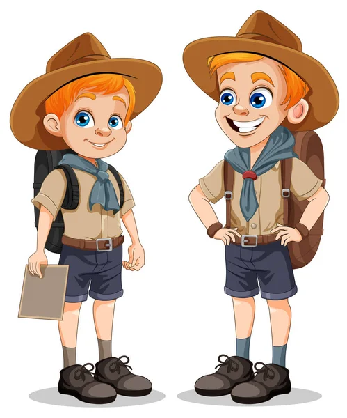 Scout Boy Çizgi Film Karakteri Çizimi — Stok Vektör