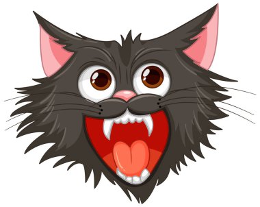 Beyaz arka planda izole edilmiş siyah, vahşi bir kedinin vektör çizimi.