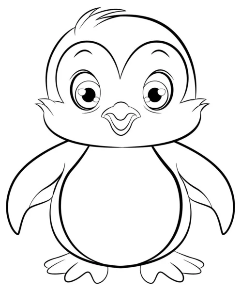 Esboço Desenho Animado Pinguim Ambulante Isolado Fundo Branco — Vetor de Stock