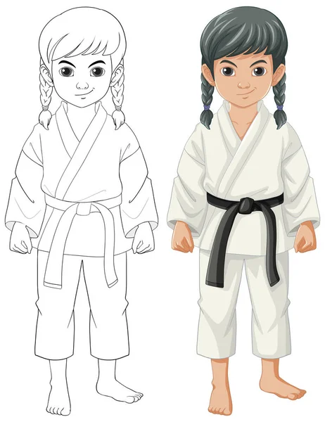 Personaje Dibujos Animados Una Chica Con Atuendo Deportivo Judo — Vector de stock