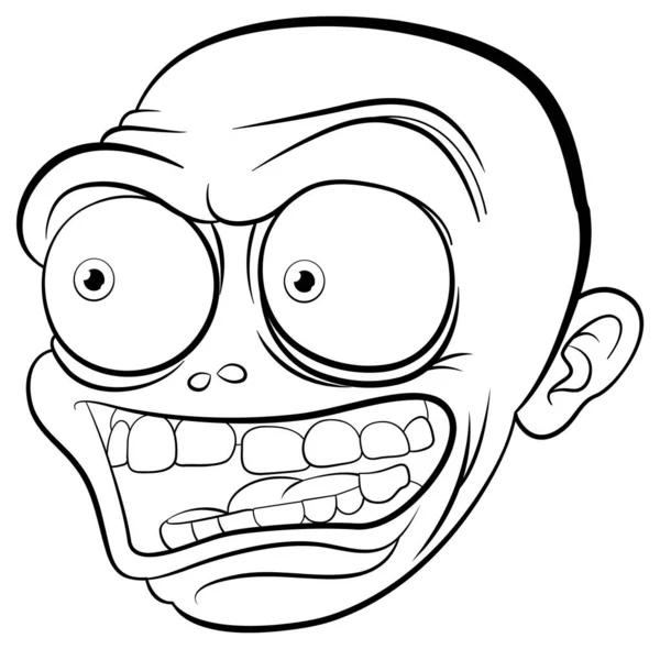 Vector Cartoon Illustration Creepy Scary Bald Man Head — Stock Vector