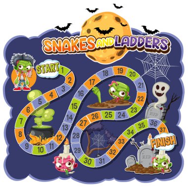 Cadılar Bayramı temalı bir masa oyununun vektör çizimi