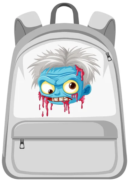 Vector Cartoon Zombie Character Displayed Backpack — Stock Vector