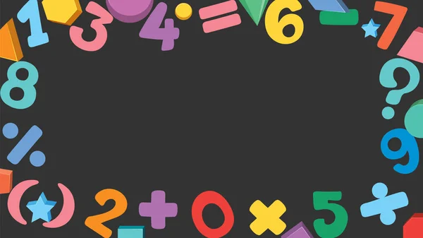 Mathe Rand Auf Schwarzem Hintergrund Mit Zahlen Und Mathe Objektillustration — Stockvektor