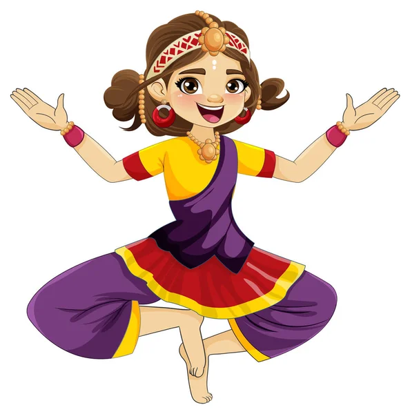 伝統的な文化衣装のイラストでインドの漫画のキャラクター — ストックベクタ