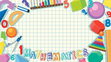 Not Defteri İşaretli Arkaplan illüstrasyonlu Matematik Numarası ve Nesne Eleman Kenarı