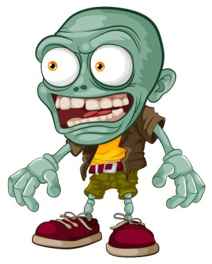 Çizgi filmdeki korkunç kel zombi canavar adam.