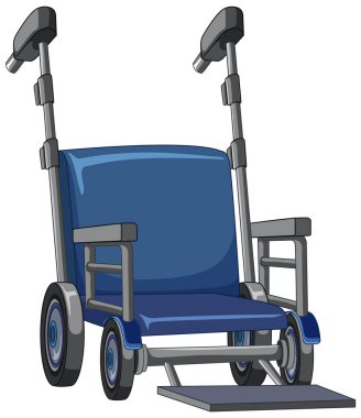 Tekerlekli sandalyenin renkli vektör karikatürü, beyaz arkaplanda izole.
