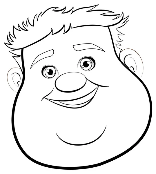 Vector Cartoon Illustration Chubby Man Face Outline Form — Stock Vector