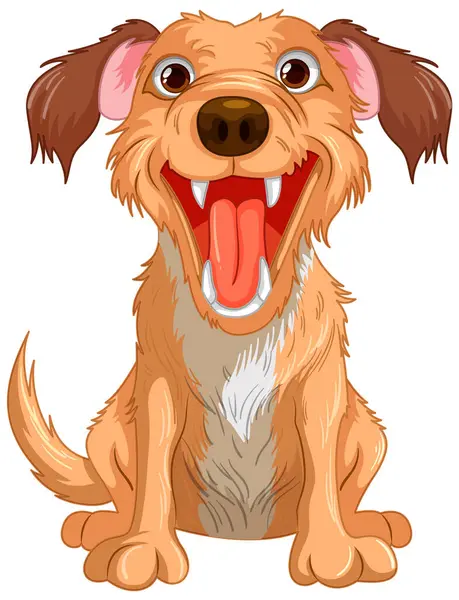 Cartoon Illustration Golden Retriever Dog Its Mouth Open Showing Sharp — Stock Vector