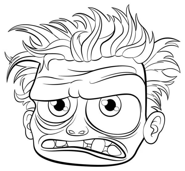 Vector Cartoon Outline Old Grumpy Man — Stock Vector