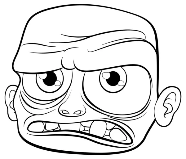 Bold Grumpy Old Man Depicted Vector Cartoon Outline — Stock Vector