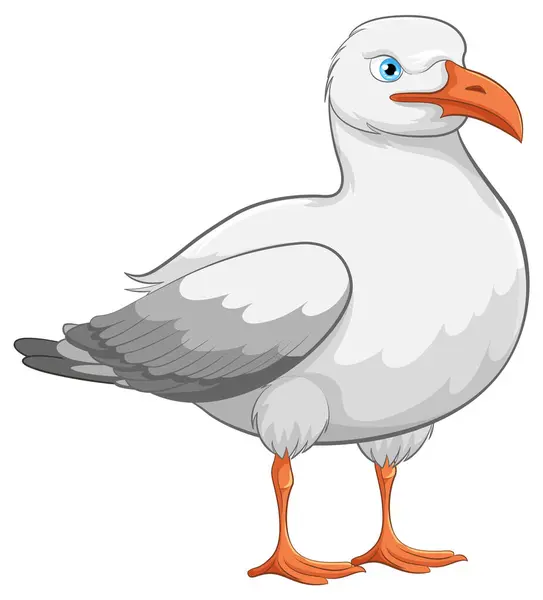 Cartoon Illustration Seagull Standing Isolated White Background — Stock Vector