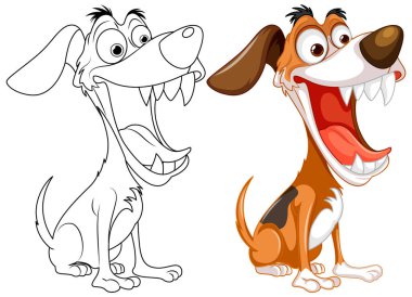 Sevimli çılgın köpek çizgi film çizimi