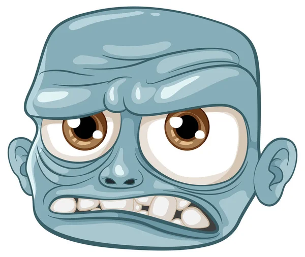 Old Bald Headed Zombie Man Blue Skin Grumpy Mood Depicted — Stock Vector