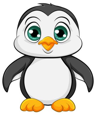 A vector cartoon illustration of a cute baby penguin isolated on a white background