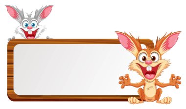 Parlak renkli komik bir tavşanın neşeli bir çizimi.