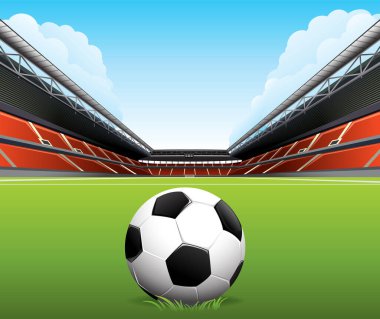 Yakından boş bir futbol stadyumu manzarası.
