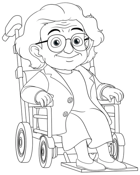 Illustrazione Del Cartone Animato Vettoriale Una Donna Anziana Felice Una — Vettoriale Stock