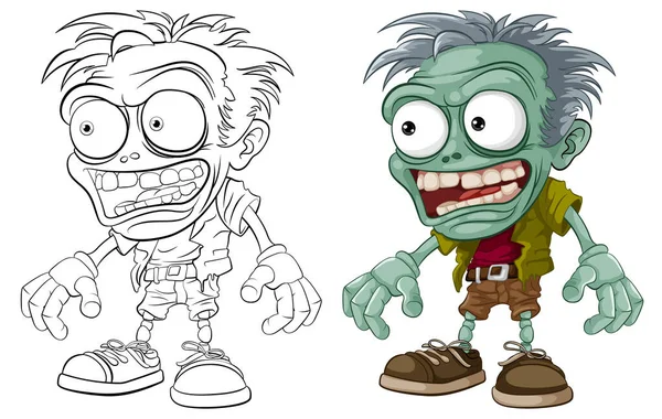 Contour Isolé Monstre Zombie Chauve Effrayant Effrayant Homme — Image vectorielle