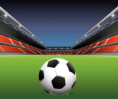 Geceleri boş bir futbol stadyumuna yakın çekim