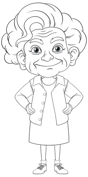 Cartone Animato Vettoriale Illustrazione Una Nonna Anziana — Vettoriale Stock