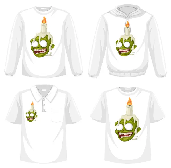 Vector Cartoon Illustration Zombie Skull Candle Secret Spell Screening Shirt — Stock Vector