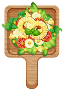 Çeşitli taze malzemelerle lezzetli ve besleyici salata.