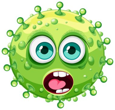 Yeşil canavar mikrop virüsünün tuhaf bir çizgi film karakteri.