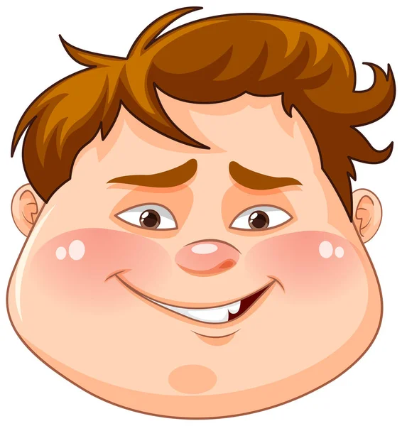 Tvář Tlustého Chlapce Kreslené Ilustrace — Stockový vektor