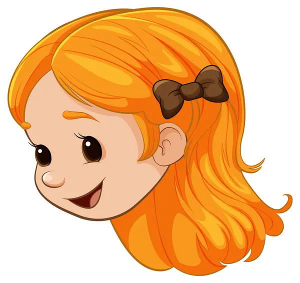 一个快乐的女孩 有着充满活力的橙色头发 戴着缎带 — 图库矢量图片