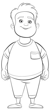 Şişko bir ergen çizgi film karakterinin taslak formunda vektör çizimi.