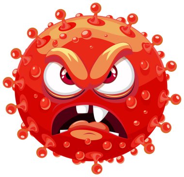 Kırmızı bakteri virüsü canavarının canlı ve eğlenceli bir çizgi film karakteri.