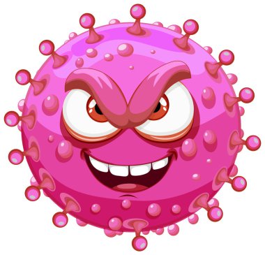 Pembe bakteri virüsü canavarının sevimli ve renkli bir çizgi film karakteri.