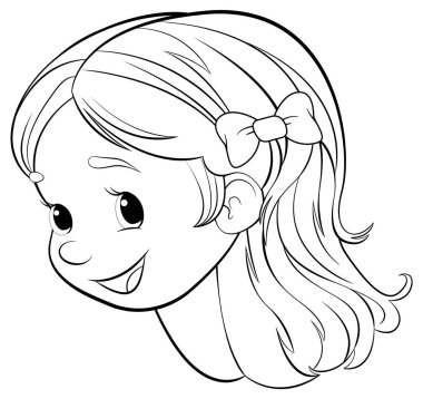 Saçına kurdele takmış neşeli bir kız.