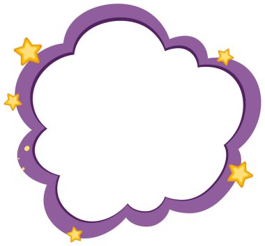 Altın yıldızlı mor bulut şekilli çerçeve.