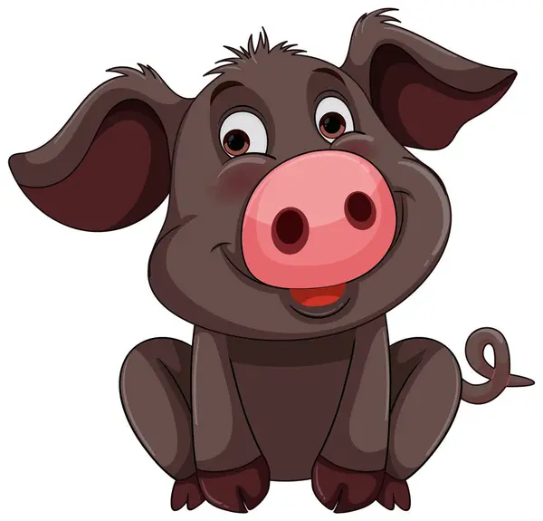Adorable Pig Cartoon Character Joyful Expression — Stock Vector