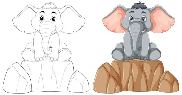 陽気な漫画の象のベクトルイラスト — ストックベクタ