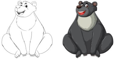 Oturan mutlu çizgi film ayısının vektör grafiği