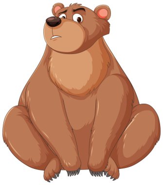 Oturmuş, özenli kahverengi bir ayının vektör grafiği