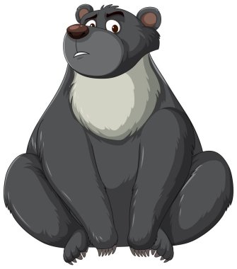 Çizgi film ayısı oturur ve yukarı bakar, dalgın dalgın.