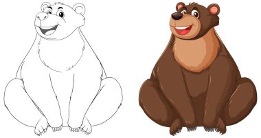 Bir ayının vektör çizimi, çizilmiş ve renkli