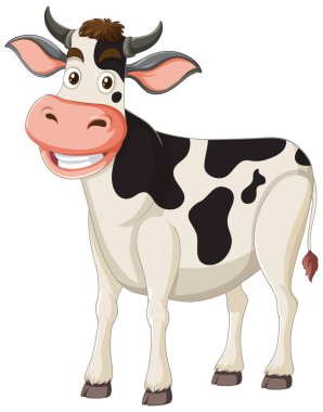 Benekli, mutlu bir ineğin vektör çizimi