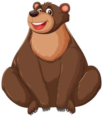 A friendly cartoon bear sitting and smiling. clipart