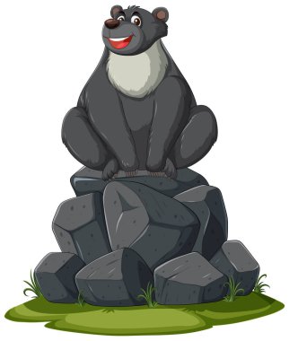 Taşların üzerinde mutlu bir su samurunun temsili..