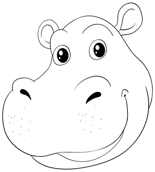 Illustration Vectorielle Une Tête Souriante Hippopotame — Image vectorielle